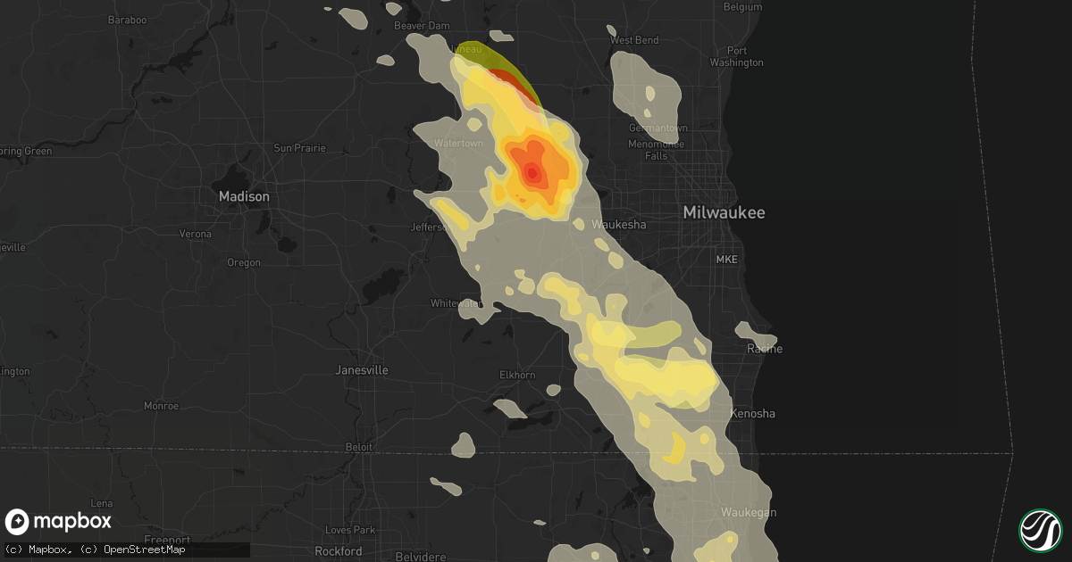 Hail map in Eagle, WI on July 27, 2026