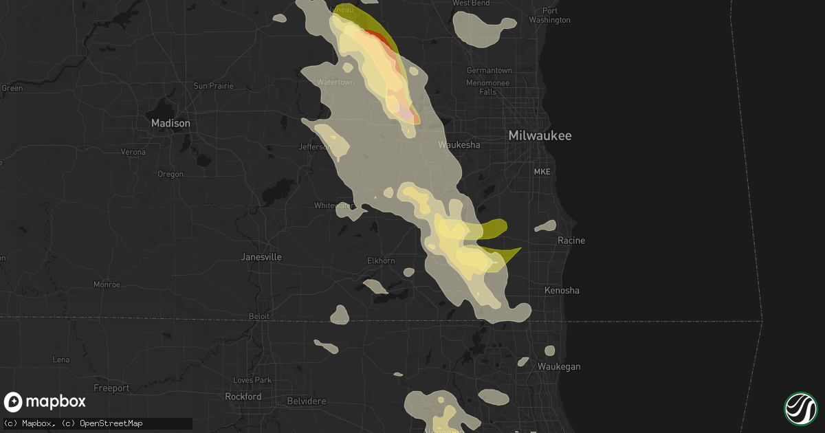 Hail map in East Troy, WI on July 27, 2026