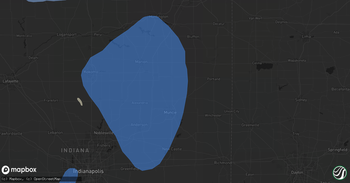 Hail map in Eaton, IN on July 27, 2026