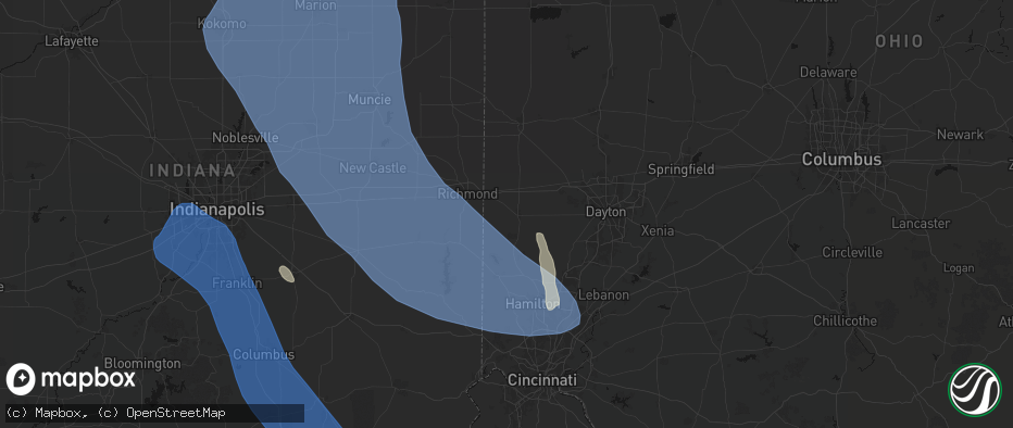 Hail map in Eaton, OH on July 27, 2026
