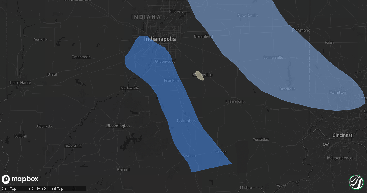 Hail map in Edinburgh, IN on July 27, 2026