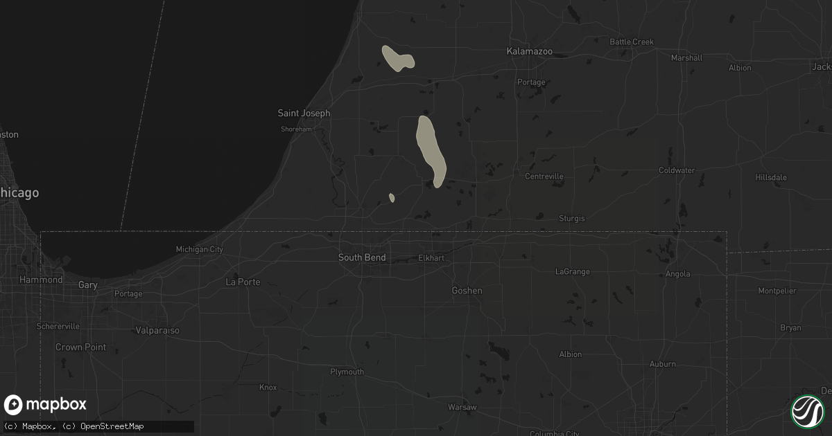 Hail map in Edwardsburg, MI on July 27, 2026