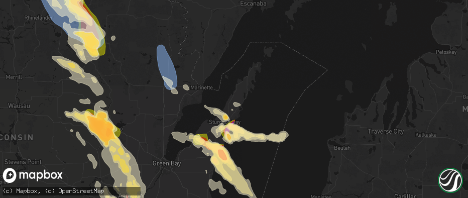 Hail map in Egg Harbor, WI on July 27, 2026