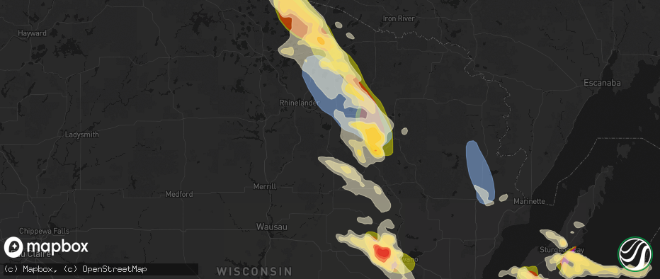Hail map in Elcho, WI on July 27, 2026