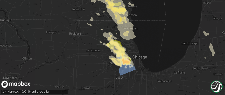 Hail map in Elgin, IL on July 27, 2026