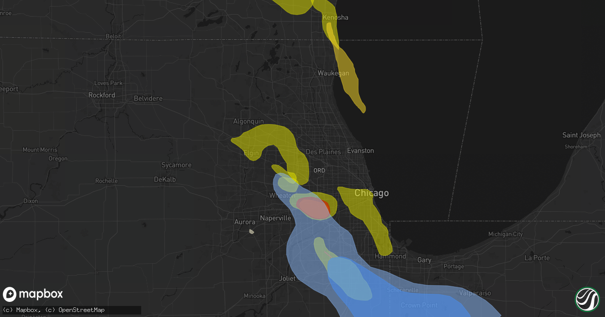 Hail map in Elk Grove Village, IL on July 27, 2026