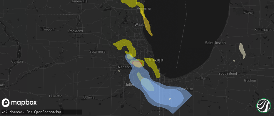 Hail map in Elmhurst, IL on July 27, 2026