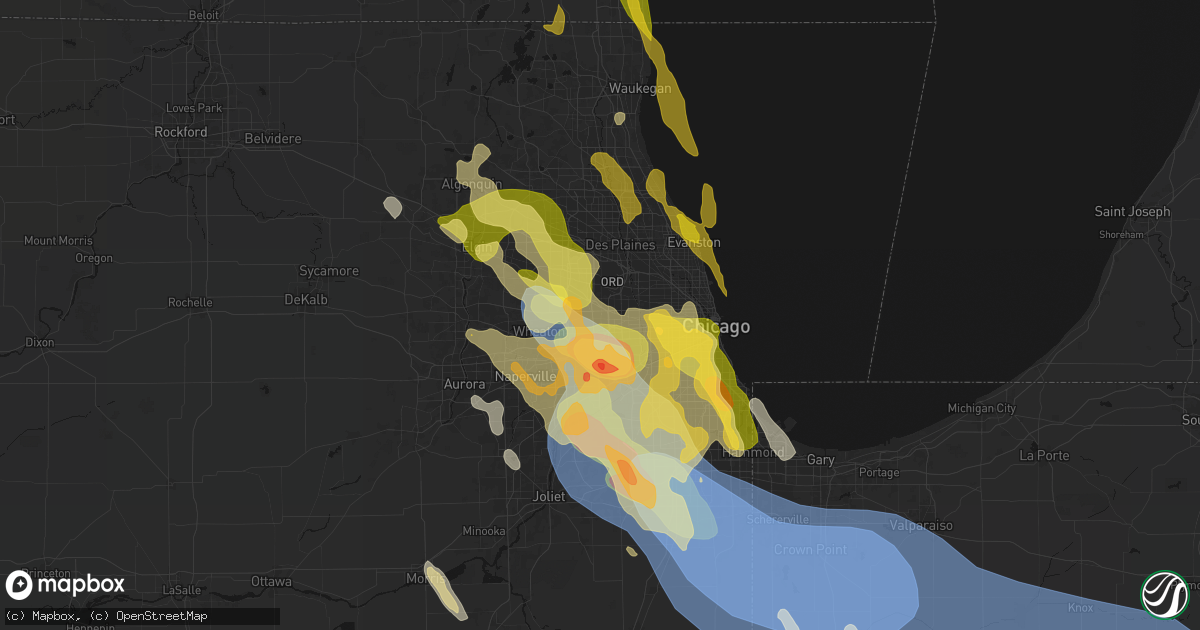 Hail map in Elmhurst, IL on July 27, 2026
