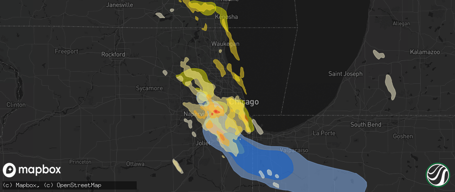 Hail map in Elmwood Park, IL on July 27, 2026