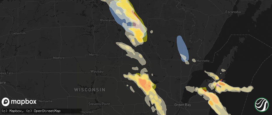 Hail map in Elton, WI on July 27, 2026