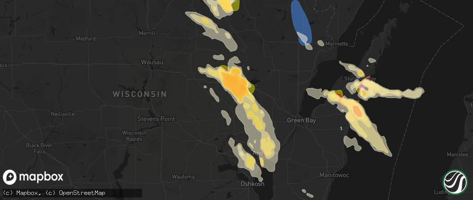 Hail map in Embarrass, WI on July 27, 2026