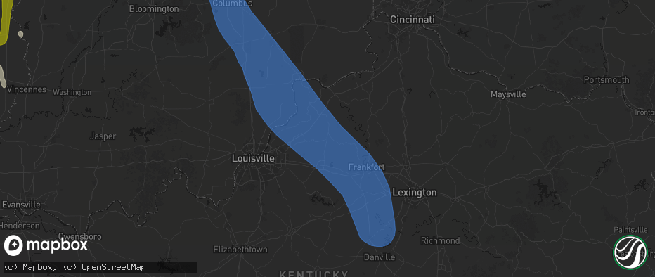 Hail map in Eminence, KY on July 27, 2026