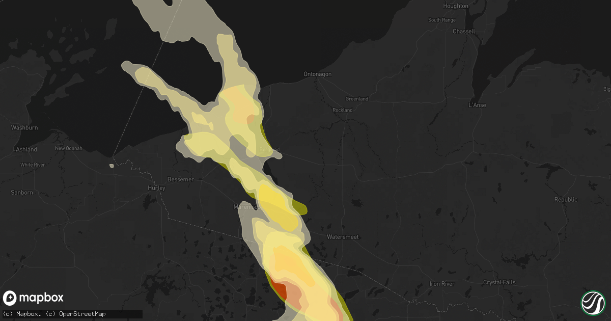 Hail map in Ewen, MI on July 27, 2026