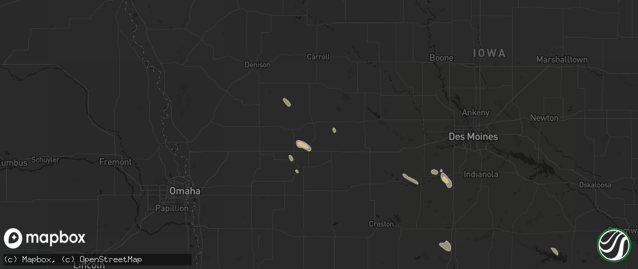 Hail map in Exira, IA on July 27, 2026