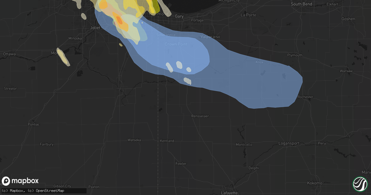 Hail map in Fair Oaks, IN on July 27, 2026