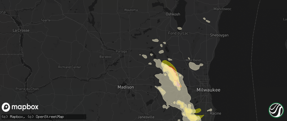 Hail map in Fall River, WI on July 27, 2026
