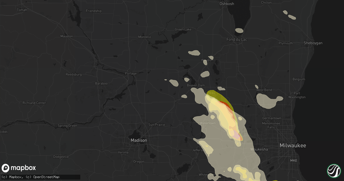 Hail map in Fall River, WI on July 27, 2026