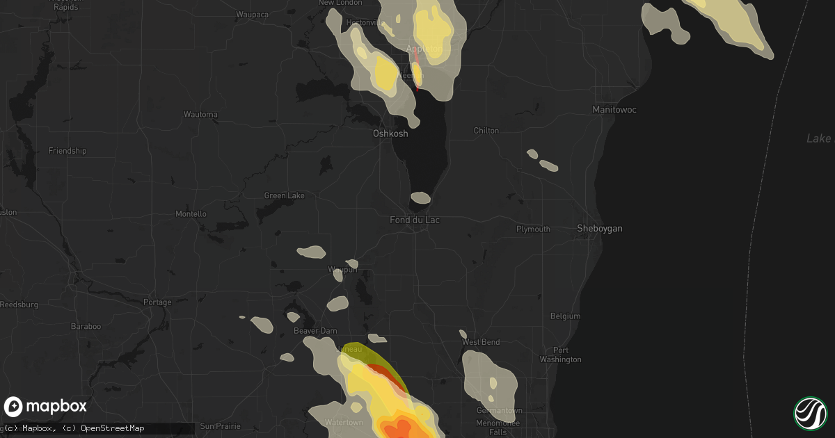 Hail map in Fond Du Lac, WI on July 27, 2026