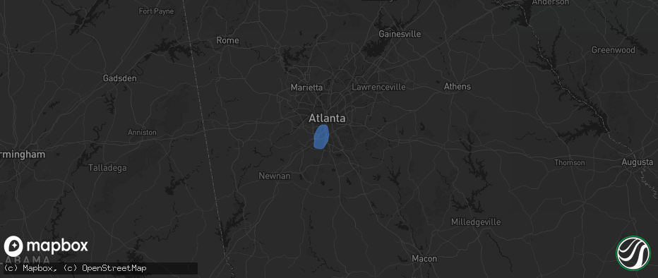 Hail map in Forest Park, GA on July 27, 2026