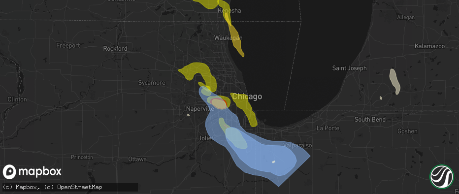 Hail map in Forest Park, IL on July 27, 2026