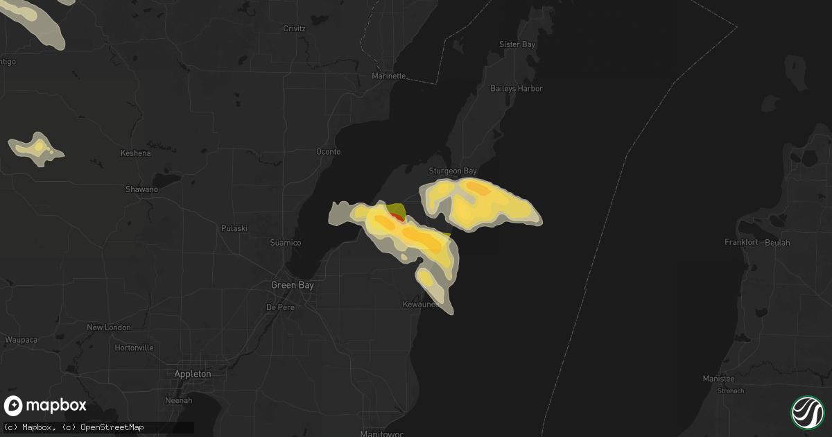 Hail map in Forestville, WI on July 27, 2026