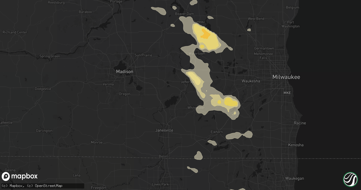 Hail map in Fort Atkinson, WI on July 27, 2026