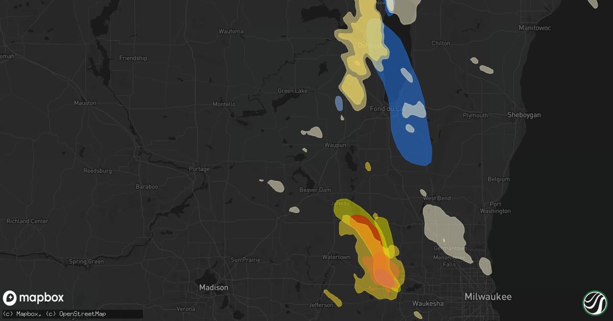 Hail map in Fox Lake, WI on July 27, 2026