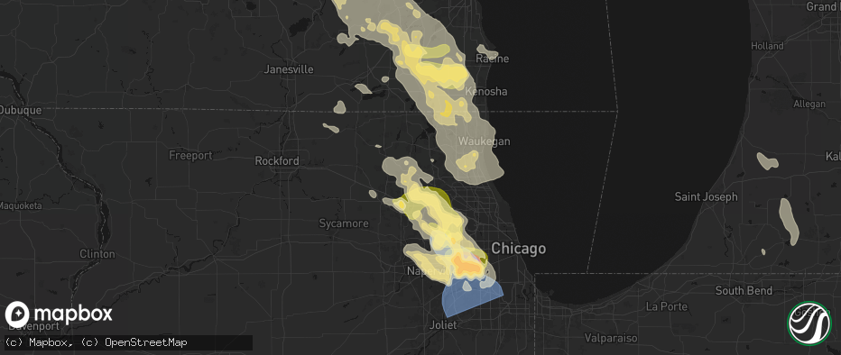 Hail map in Fox River Grove, IL on July 27, 2026