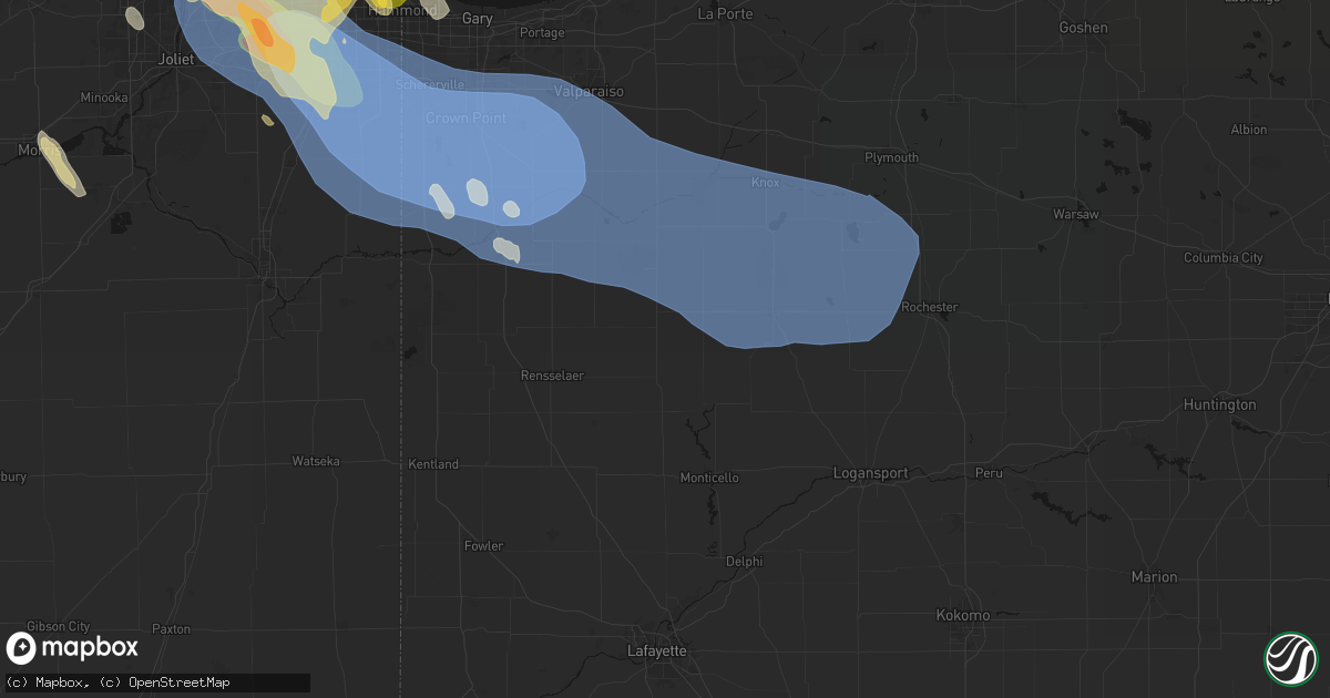 Hail map in Francesville, IN on July 27, 2026