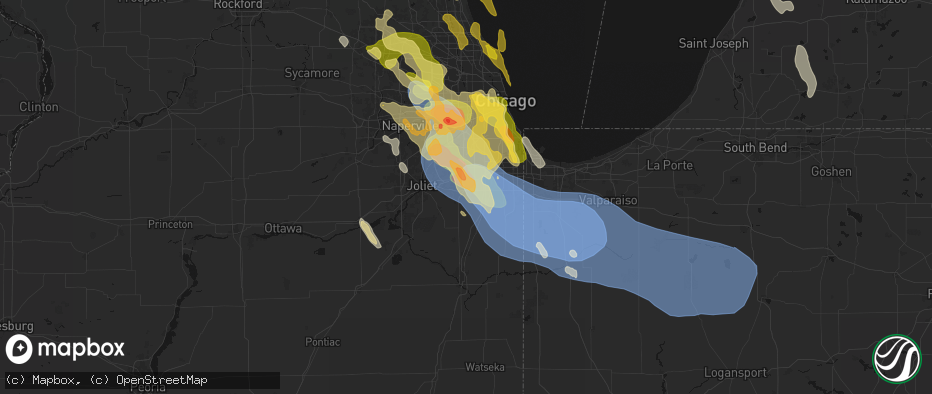 Hail map in Frankfort, IL on July 27, 2026