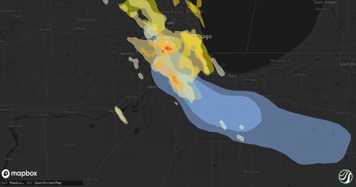 Hail map in Frankfort, IL on July 27, 2026