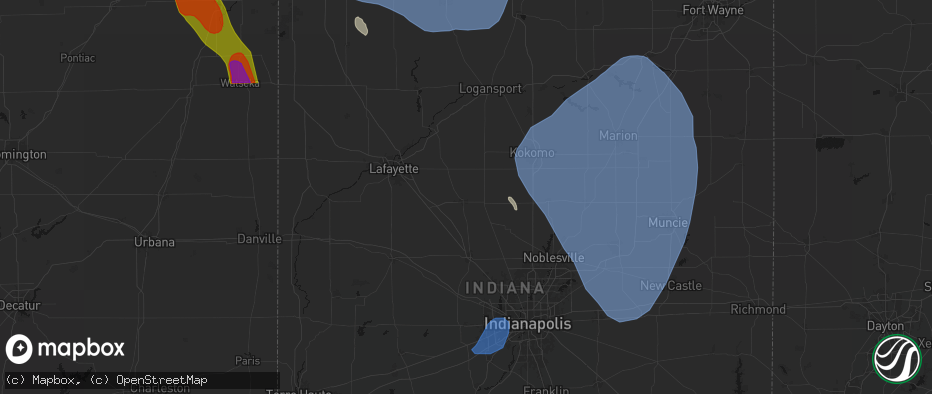 Hail map in Frankfort, IN on July 27, 2026
