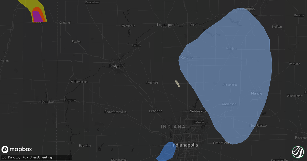Hail map in Frankfort, IN on July 27, 2026
