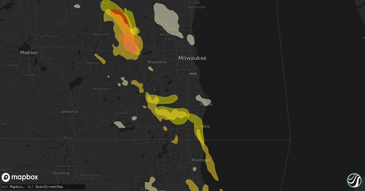 Hail map in Franksville, WI on July 27, 2026