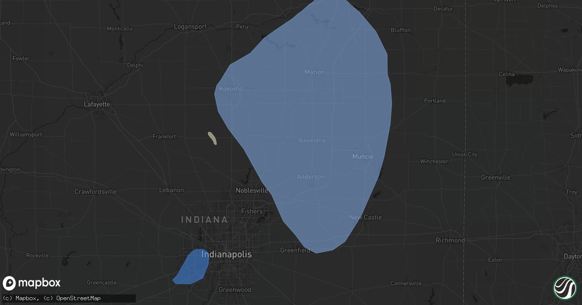 Hail map in Frankton, IN on July 27, 2026