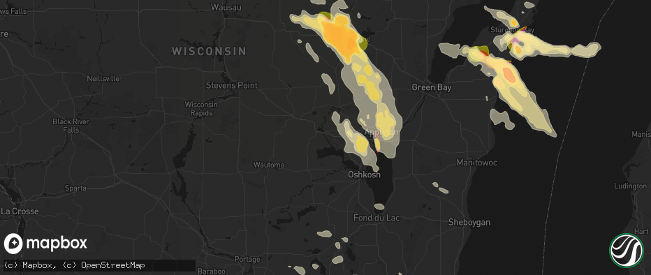 Hail map in Fremont, WI on July 27, 2026