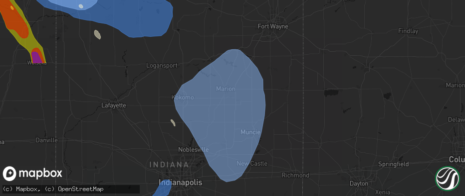 Hail map in Gas City, IN on July 27, 2026