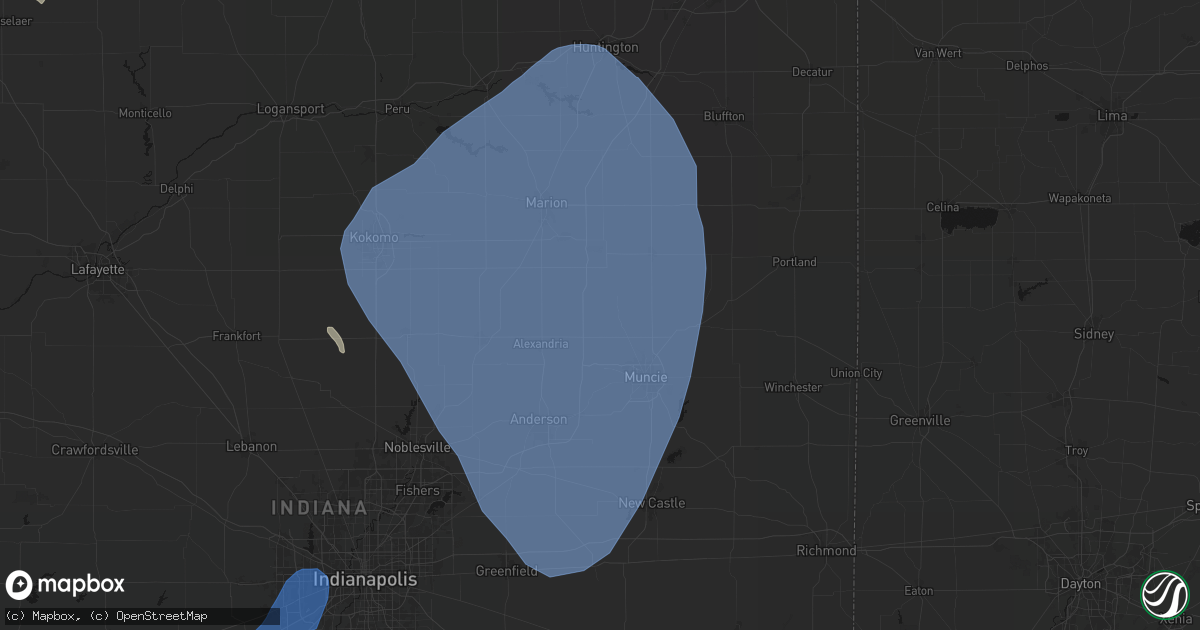 Hail map in Gaston, IN on July 27, 2026