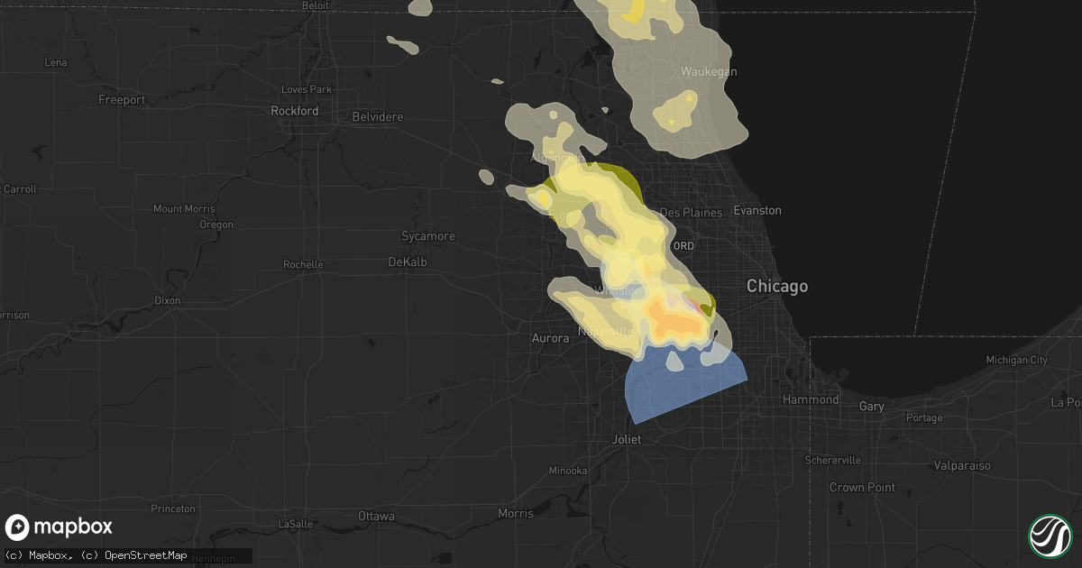 Hail map in Geneva, IL on July 27, 2026
