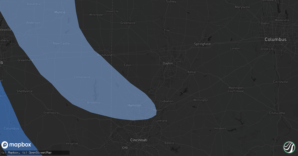 Hail map in Germantown, OH on July 27, 2026