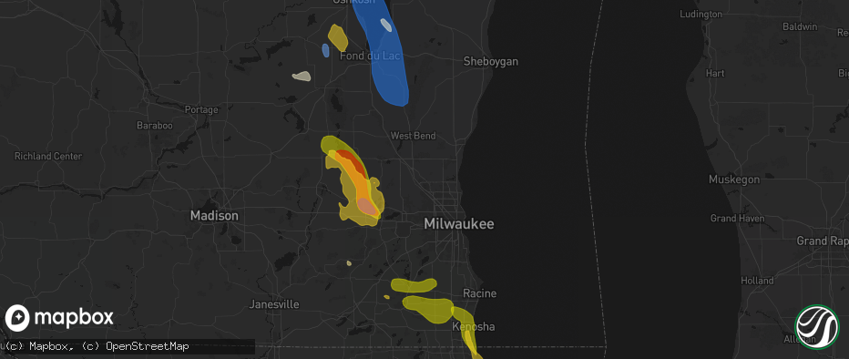 Hail map in Germantown, WI on July 27, 2026