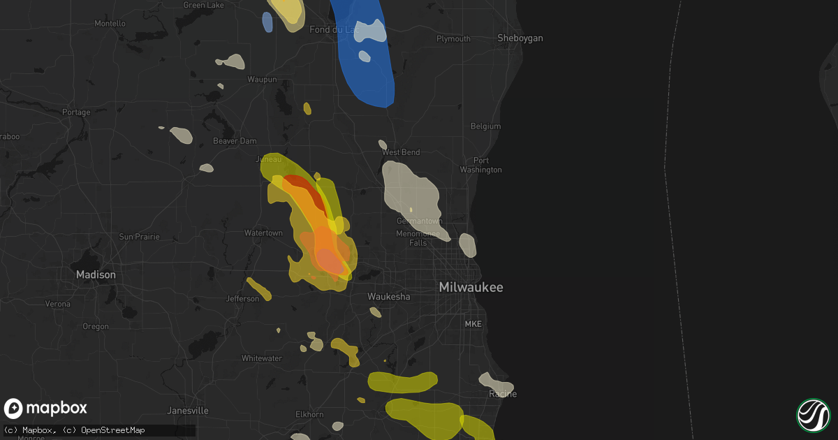 Hail map in Germantown, WI on July 27, 2026