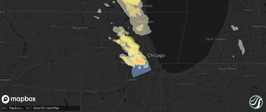 Hail map in Glen Ellyn, IL on July 27, 2026
