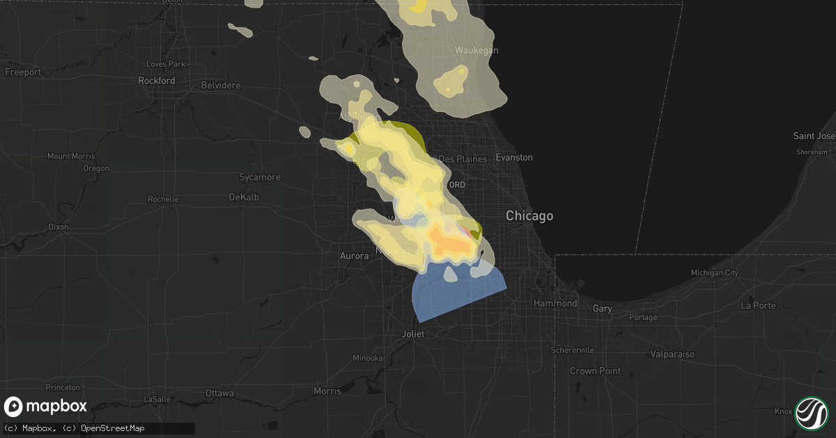 Hail map in Glen Ellyn, IL on July 27, 2026