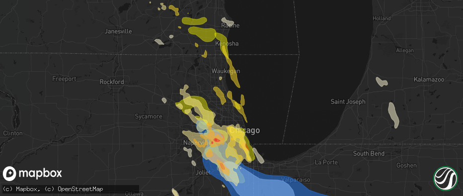 Hail map in Glencoe, IL on July 27, 2026