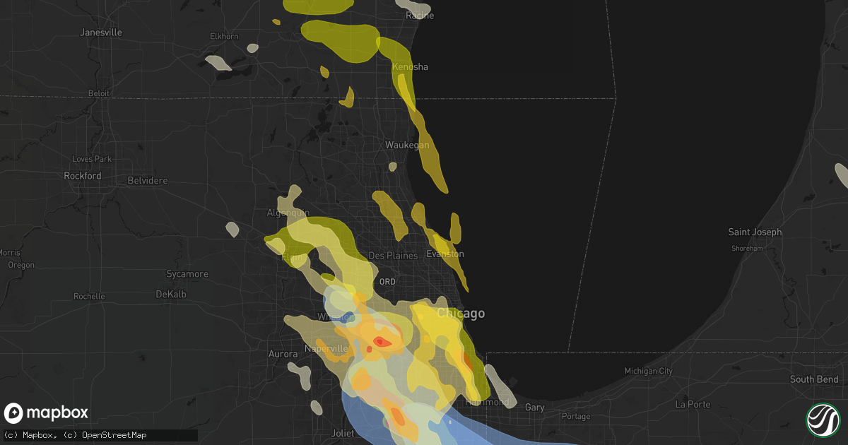 Hail map in Glencoe, IL on July 27, 2026