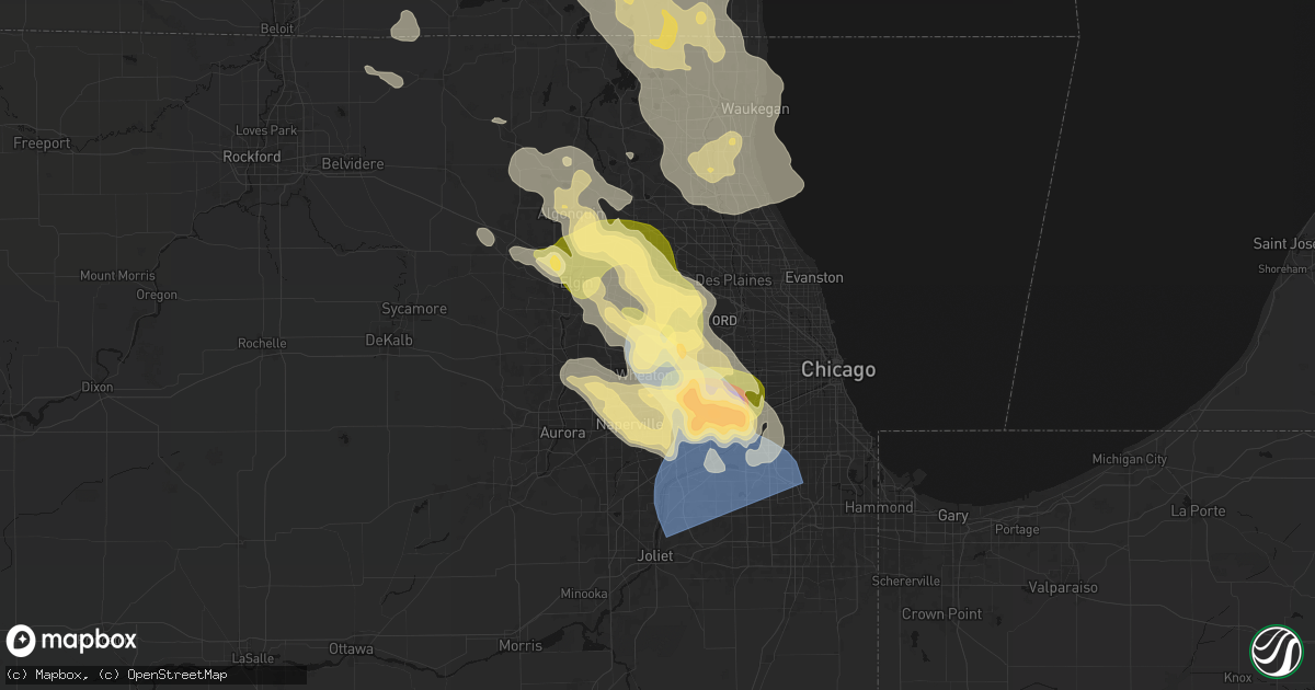 Hail map in Glendale Heights, IL on July 27, 2026