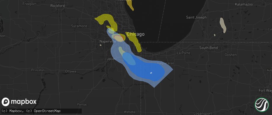 Hail map in Glenwood, IL on July 27, 2026