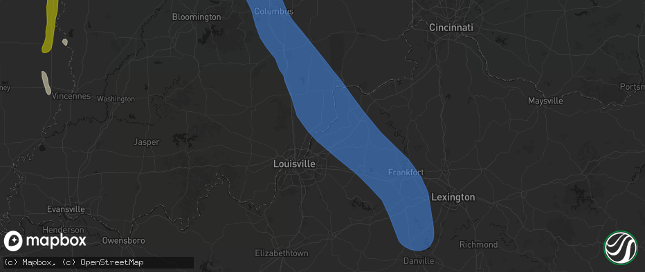 Hail map in Goshen, KY on July 27, 2026