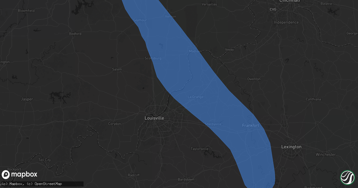 Hail map in Goshen, KY on July 27, 2026